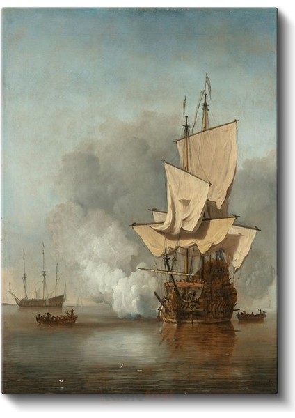 Willem Van De Velde - Denizde Yelkenliler Kanvas Tablo fiyatları