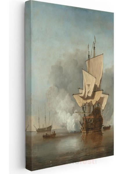 Willem Van De Velde - Denizde Yelkenliler Kanvas Tablo modelleri