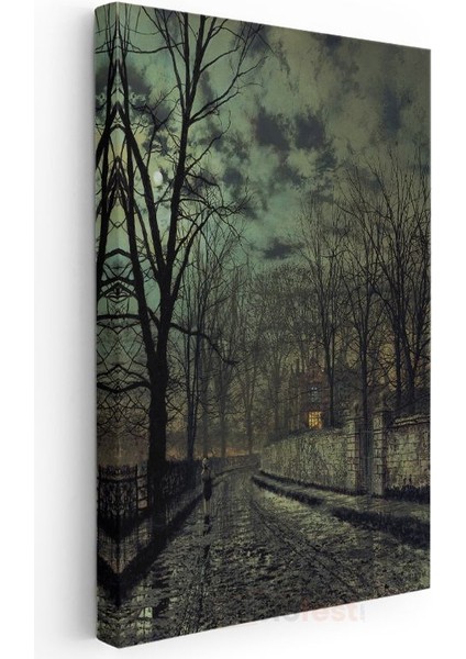 John Atkinson Grimshaw - Ay Işığında Yol Kanvas Tablo