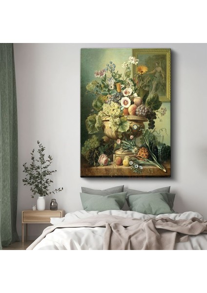 Jan Davidsz De Heem - Meyveler ve Çiçekler Natürmortu Kanvas Tablo