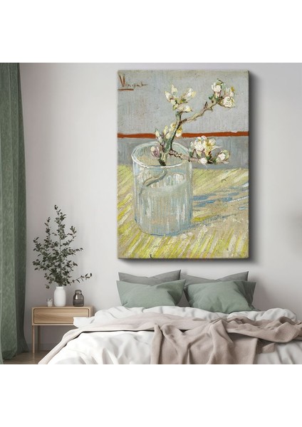 Vincent Van Gogh - Bardakta Badem Çiçeği Dalı Kanvas Tablo