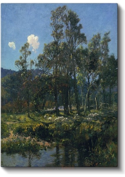Jean-Baptiste-Camille Corot - Ağaçlık Alanda Koyunlar Kanvas Tablo fiyatları