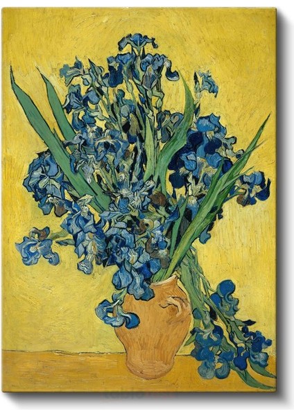 Vincent Van Gogh - Sarı Arka Planda Süsenler Kanvas Tablo fiyatları