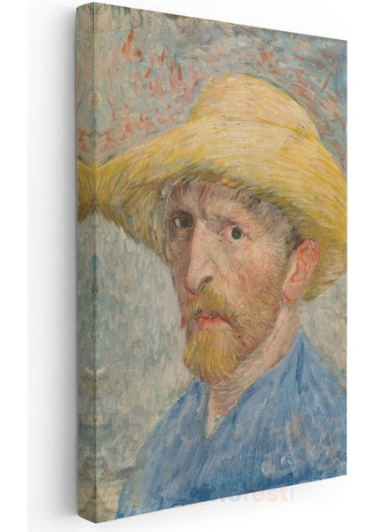 Vincent Van Gogh - Hasır Şapkalı Otoportre Kanvas Tablo modelleri