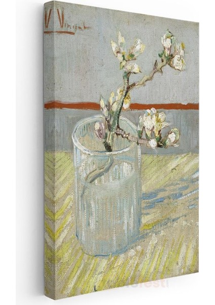 Vincent Van Gogh - Bardakta Badem Çiçeği Dalı Kanvas Tablo