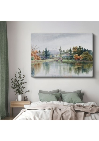 Thomas Girtin - Sonbahar Gölü Manzarası Kanvas Tablo