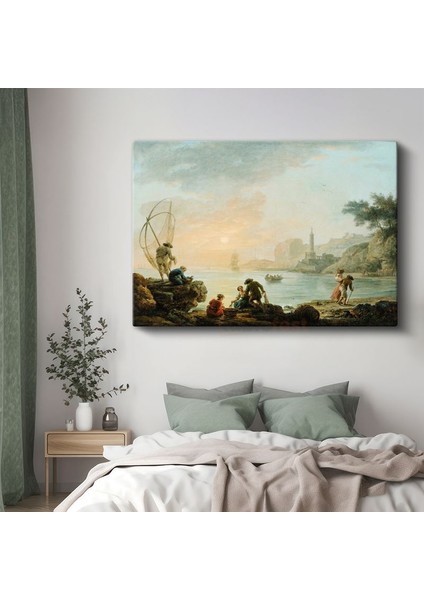 Claude-Joseph Vernet - Balıkçılar ve Deniz Feneri Kanvas Tablo