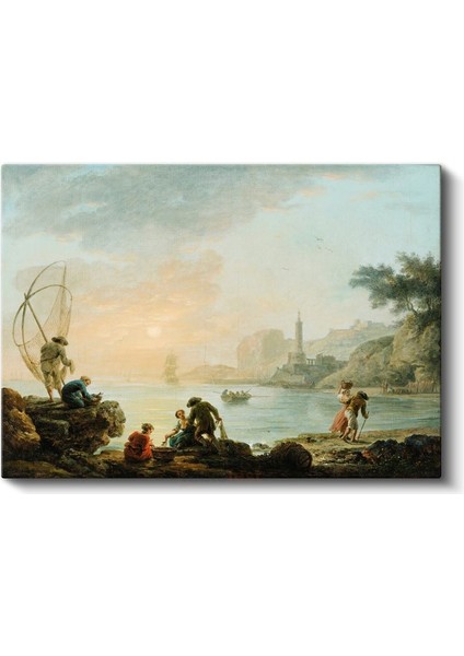Claude-Joseph Vernet - Balıkçılar ve Deniz Feneri Kanvas Tablo