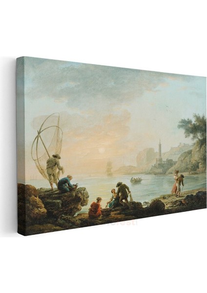 Claude-Joseph Vernet - Balıkçılar ve Deniz Feneri Kanvas Tablo