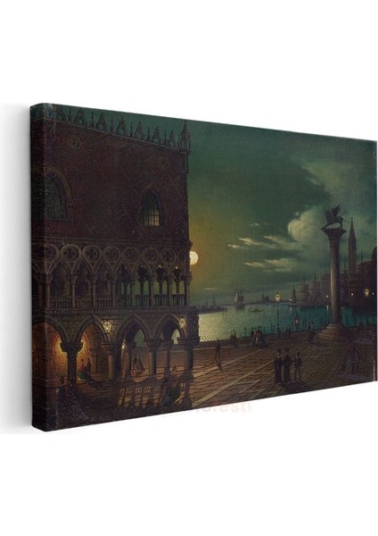 Ippolito Caffi - Venedik San Marco Meydanı Gece Manzarası Kanvas Tablo modelleri