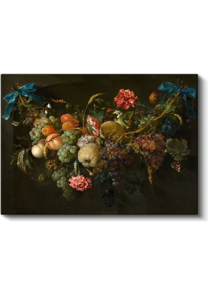 Jan Davidsz De Heem - Meyve ve Çiçek Natürmortu Kanvas Tablo