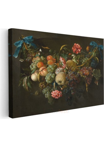 Jan Davidsz De Heem - Meyve ve Çiçek Natürmortu Kanvas Tablo