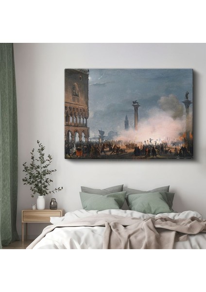Ippolito Caffi - Venedik San Marco Meydanı Kanvas Tablo