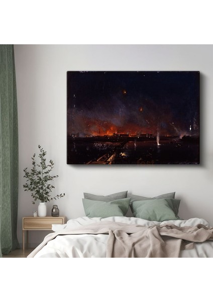 Joseph Mallord William Turner - Gece Yangını Kanvas Tablo