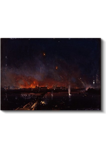 Joseph Mallord William Turner - Gece Yangını Kanvas Tablo fiyatları