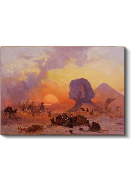 David Roberts - Mısır Sfenksi ve Piramitler Günbatımı Kanvas Tablo fiyatları