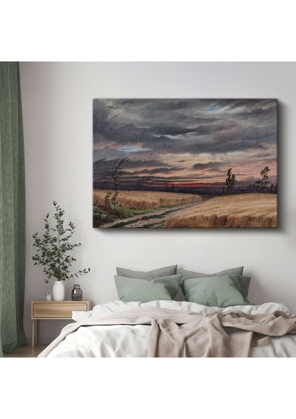 Johan Christian Dahl - Alacakaranlık Kır Manzarası Kanvas Tablo