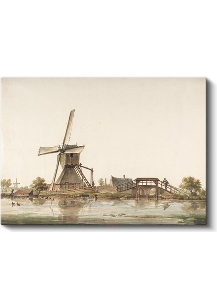 Jan Van Der Heyden - Hollanda Değirmeni ve Köprü Kanvas Tablo