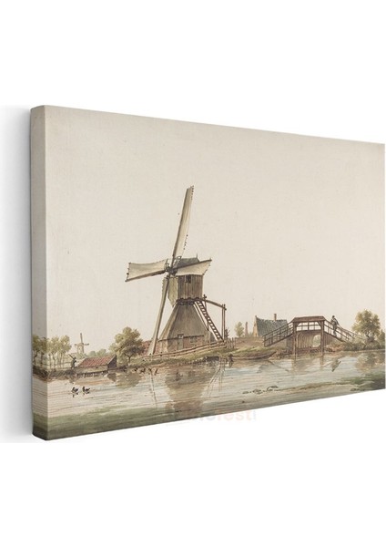 Jan Van Der Heyden - Hollanda Değirmeni ve Köprü Kanvas Tablo