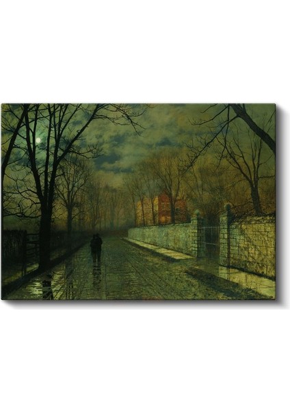 John Atkinson Grimshaw - Ay Işığında Yol Kanvas Tablo