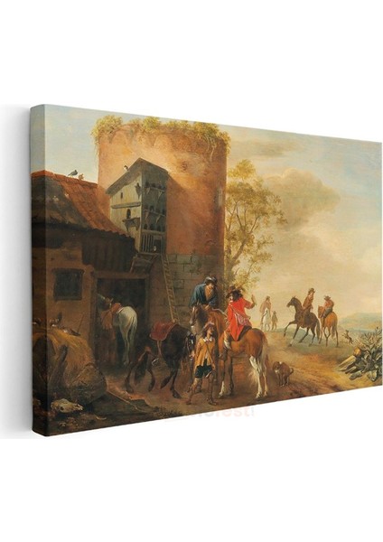 Philips Wouwerman - Kule Önünde Atlılar Kanvas Tablo
