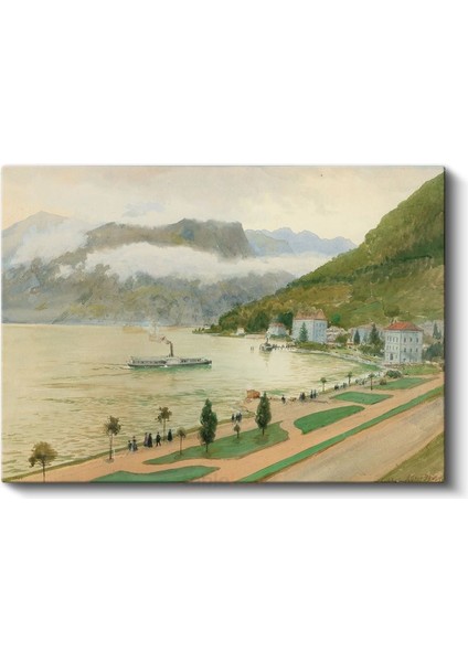 Rudolf Von Alt - Como Gölü Manzarası Kanvas Tablo fiyatları