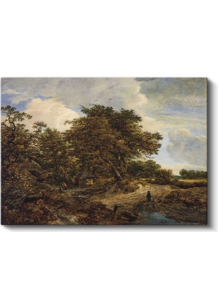 Jacob Van Ruisdael - Meşe Ağaçlı Kırsal Manzara Kanvas Tablo fiyatları