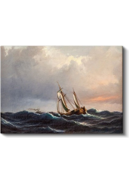 Ivan Aivazovsky - Fırtınalı Denizde Yelkenli Kanvas Tablo