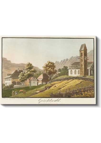 Samuel Birmann - Grindelwald Manzarası Kanvas Tablo