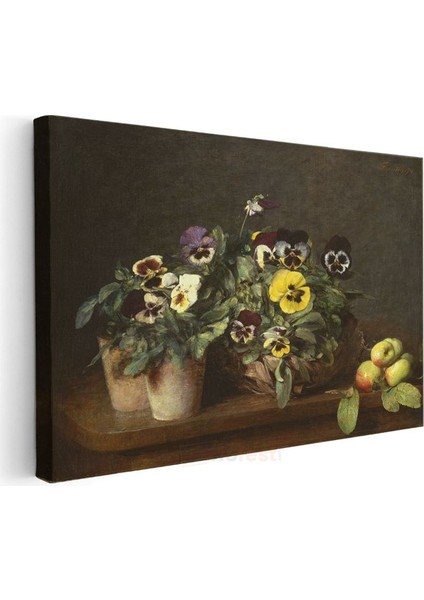 Henri Fantin-Latour - Hercai Menekşeler ve Elmalar Kanvas Tablo modelleri