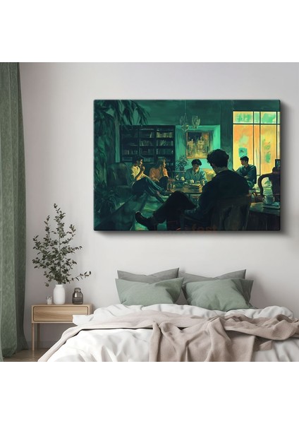 Midjourney - Gece Toplantısı Kanvas Tablo