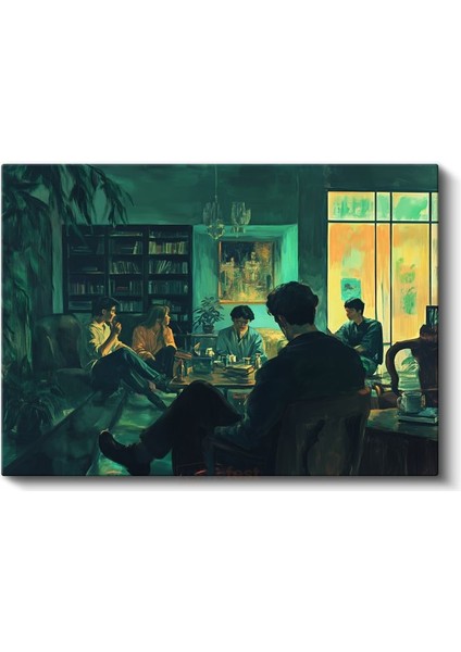 Midjourney - Gece Toplantısı Kanvas Tablo