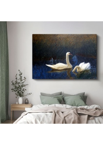 Bruno Liljefors - Swans Kanvas Tablo