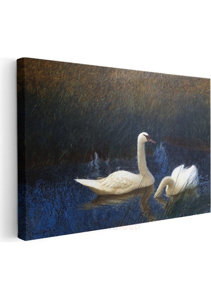 Bruno Liljefors - Swans Kanvas Tablo