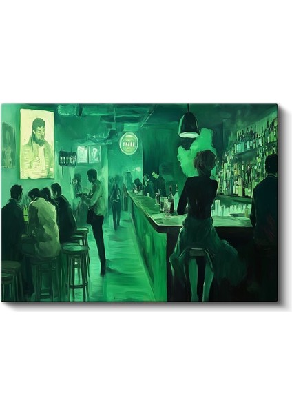 Midjourney - Yeşil Bar Kanvas Tablo