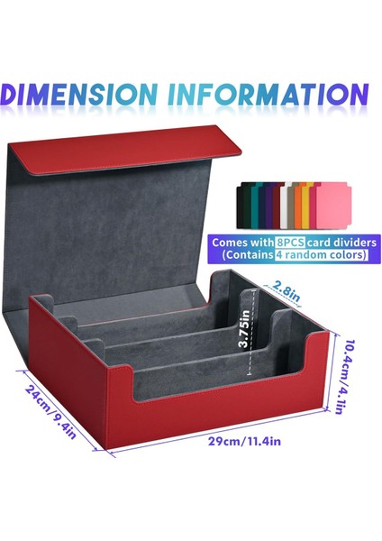 Ticaret Kartları Için Kart Saklama Kutusu, Kart Destesi Kutusunda 1800'DEN Fazla Tek Kollu Kart Saklama Kutusu, Kırmızı (Yurt Dışından) fırsatları