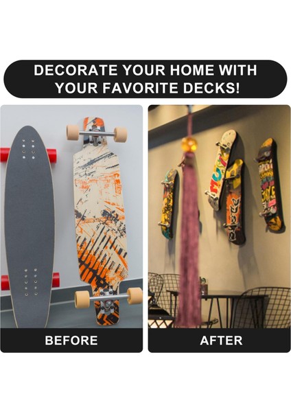 Kaykay Güverte Ekran ve Depolama Için 2 Adet Kaykay Duvar Askısı, Asılı Için Metal Kaykay Kancaları (Yurt Dışından) fırsatları