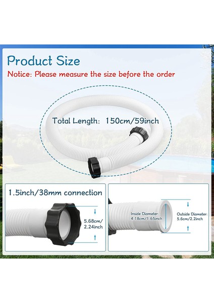 2 Adet Havuz Pompası Yedek Hortum 5 Inç Çap 59 Inç Uzun Havuz Filtresi Pompası Hortumu Intex 29060E Filtre Pompaları (Yurt Dışından) indirimleri