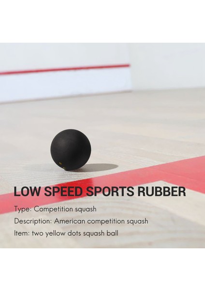 Squash Topu Iki Sarı Nokta Düşük Hız Sporları Lastik Toplar Profesyonel Oyuncu Yarışması Squash (2 Adet) (Yurt Dışından)