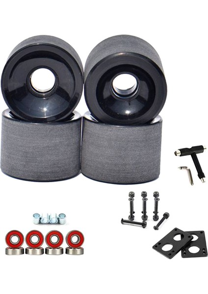 4 Adet 70X51MM Sörf Kaykay Tekerlekleri Longboard Düşük Gürültü Aşınmaya Dayanıklı Yol Saha Pateni Aracı ve Contalar (Siyah) (Yurt Dışından)