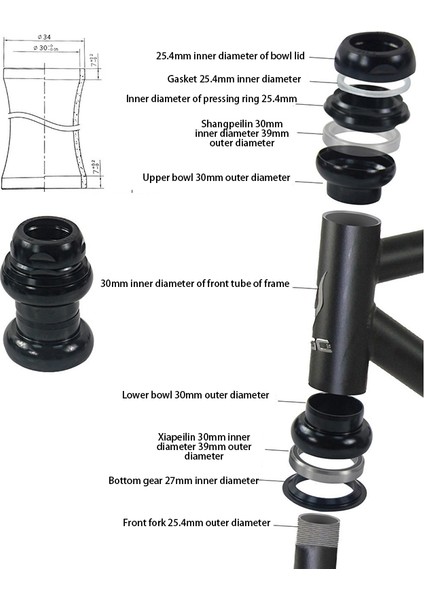 22.2mm Bisiklet Kulaklık 1 Inç Sabit Dişli Yarış Bisikleti Kulaklık Rulman Sabit Dişli Yol Bisikleti Alüminyum Alaşımlı Kulaklık, Gümüş (Yurt Dışından) modelleri