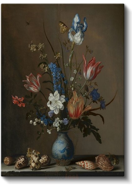 Balthasar Van Der Ast - Çiçekler ve Deniz Kabukları Kanvas Tablo