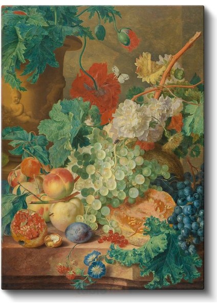 Jan Van Huysum - Meyveler ve Çiçekler Kanvas Tablo