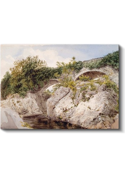 John Constable - Taş Köprü ve Kayalıklar Kanvas Tablo