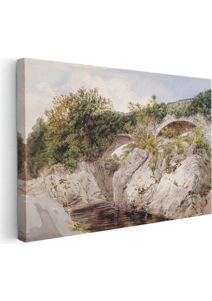 John Constable - Taş Köprü ve Kayalıklar Kanvas Tablo