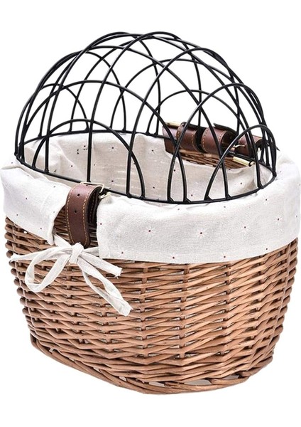 Kedi Köpek Bisiklet Ön Gidon Sepeti Evcil Hayvan Koltuğu El Dokuma Hasır Mtb Yol Bisikleti Sepeti Pet Kedi Köpek Taşıyıcı (Yurt Dışından)