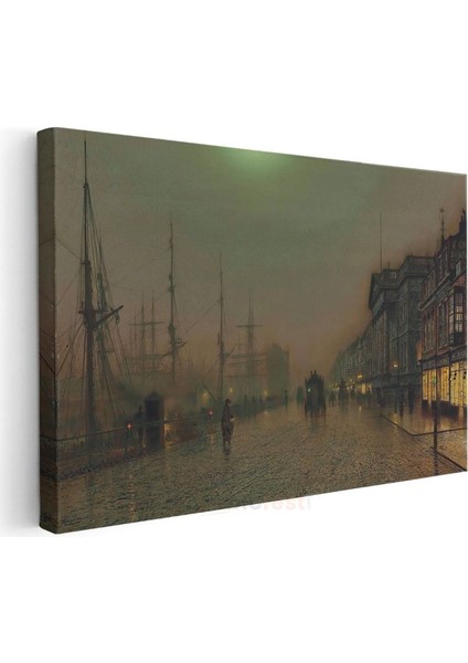 John Atkinson Grimshaw - Rıhtımda Gece Kanvas Tablo modelleri