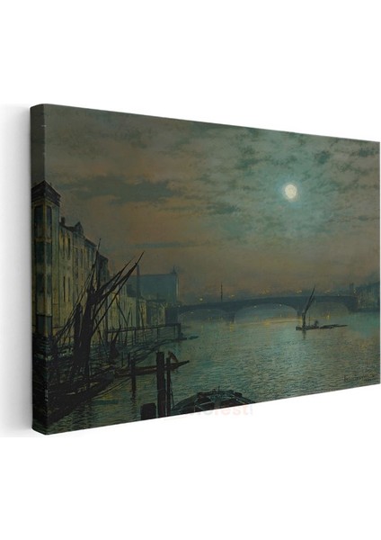 John Atkinson Grimshaw - Ay Işığında Thames Nehri Kanvas Tablo