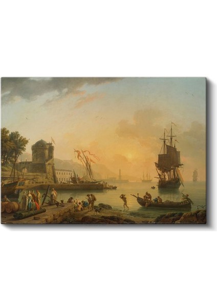 Claude-Joseph Vernet - Akdeniz Limanı Manzarası Kanvas Tablo fiyatları