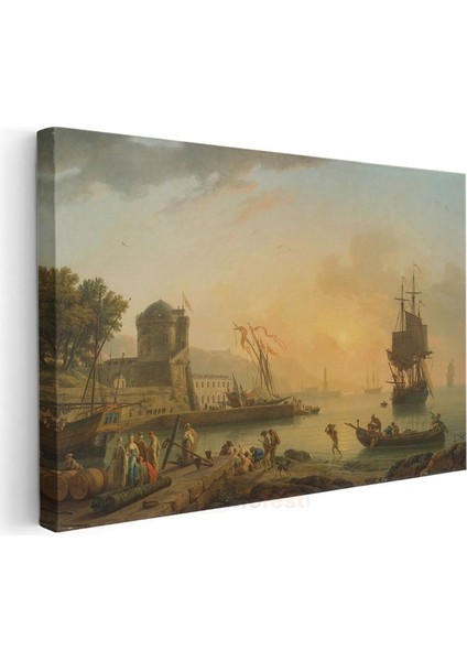 Claude-Joseph Vernet - Akdeniz Limanı Manzarası Kanvas Tablo modelleri